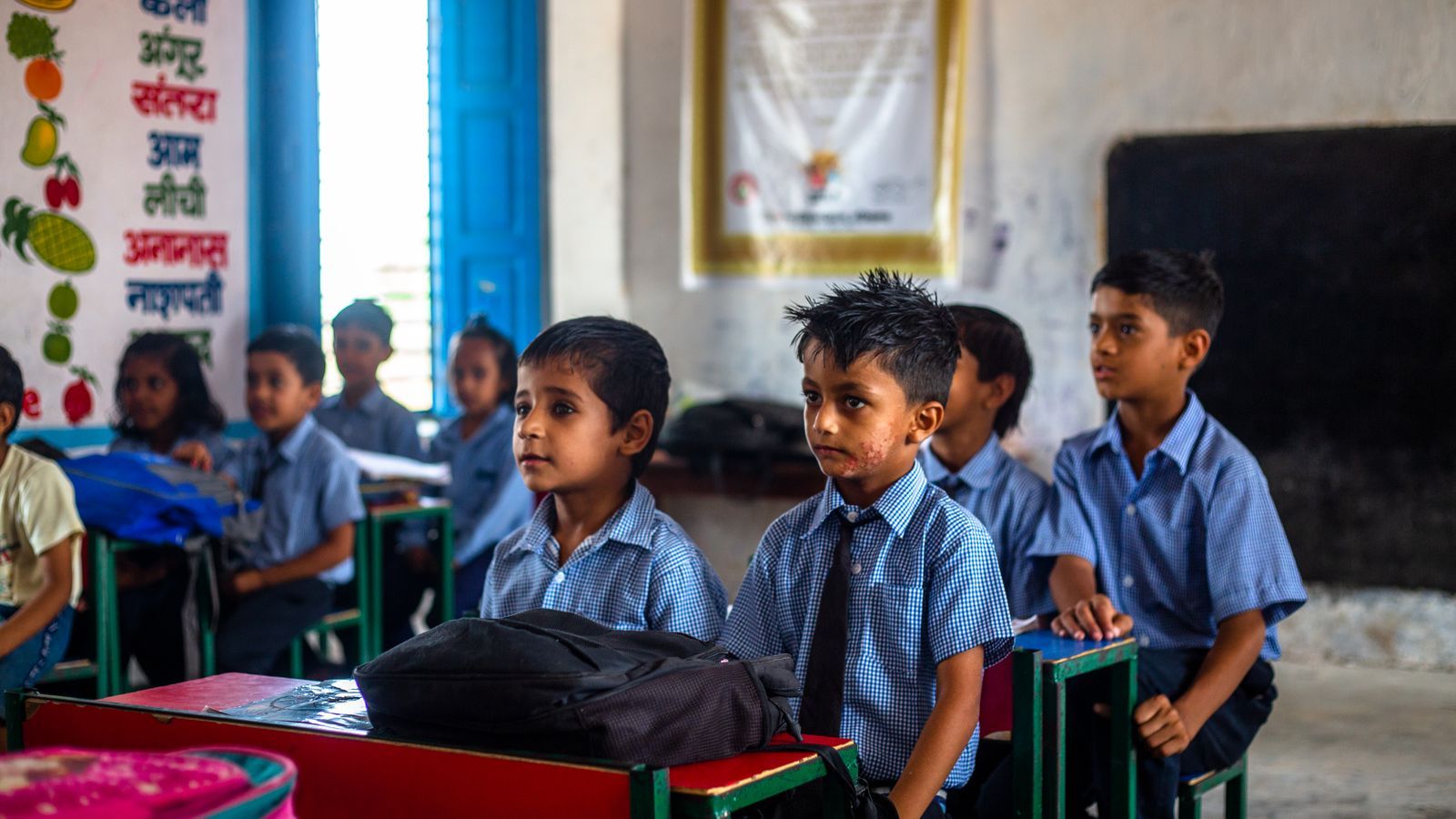 Students in a classroom in India