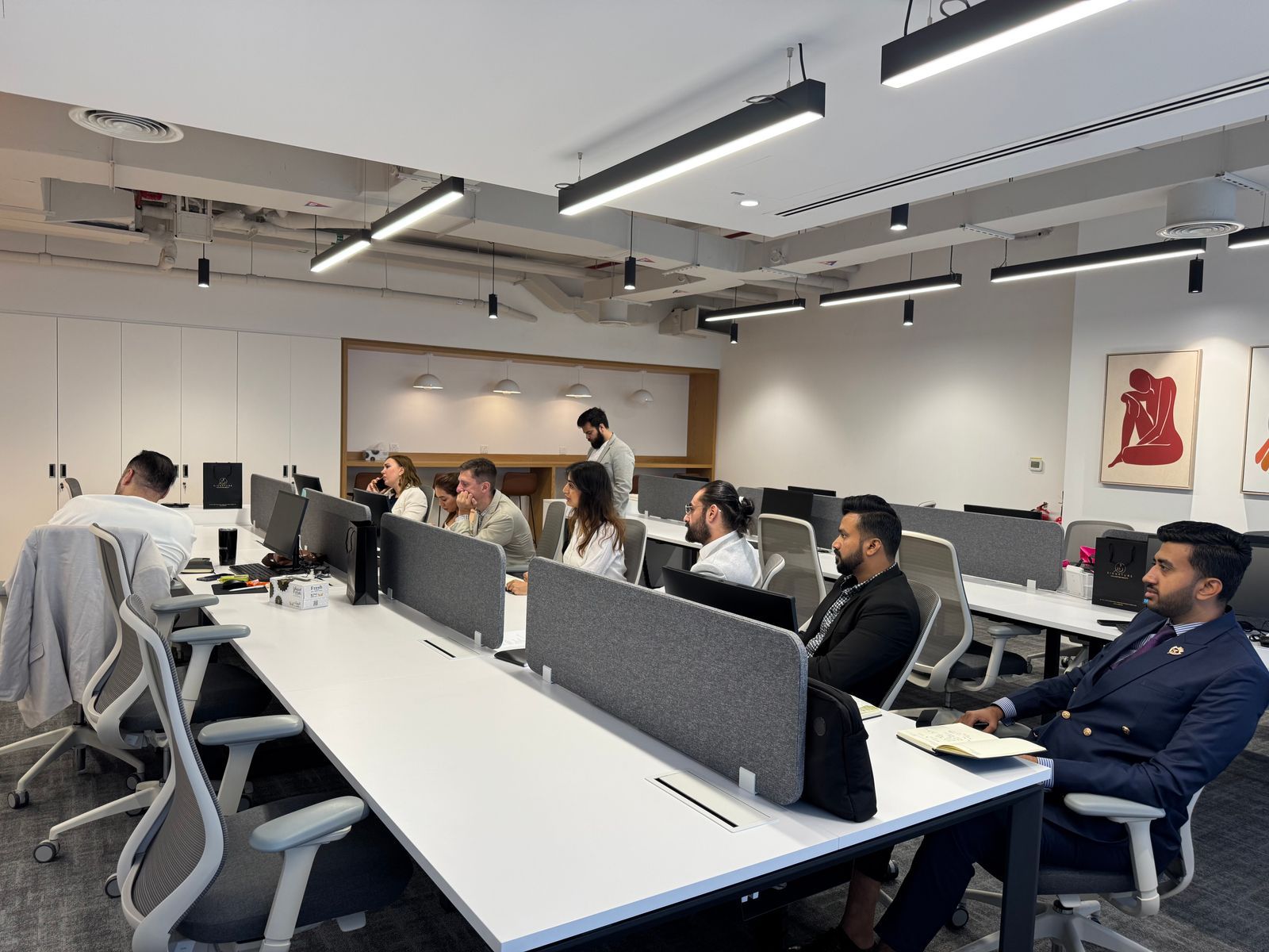 An open-plan office at work