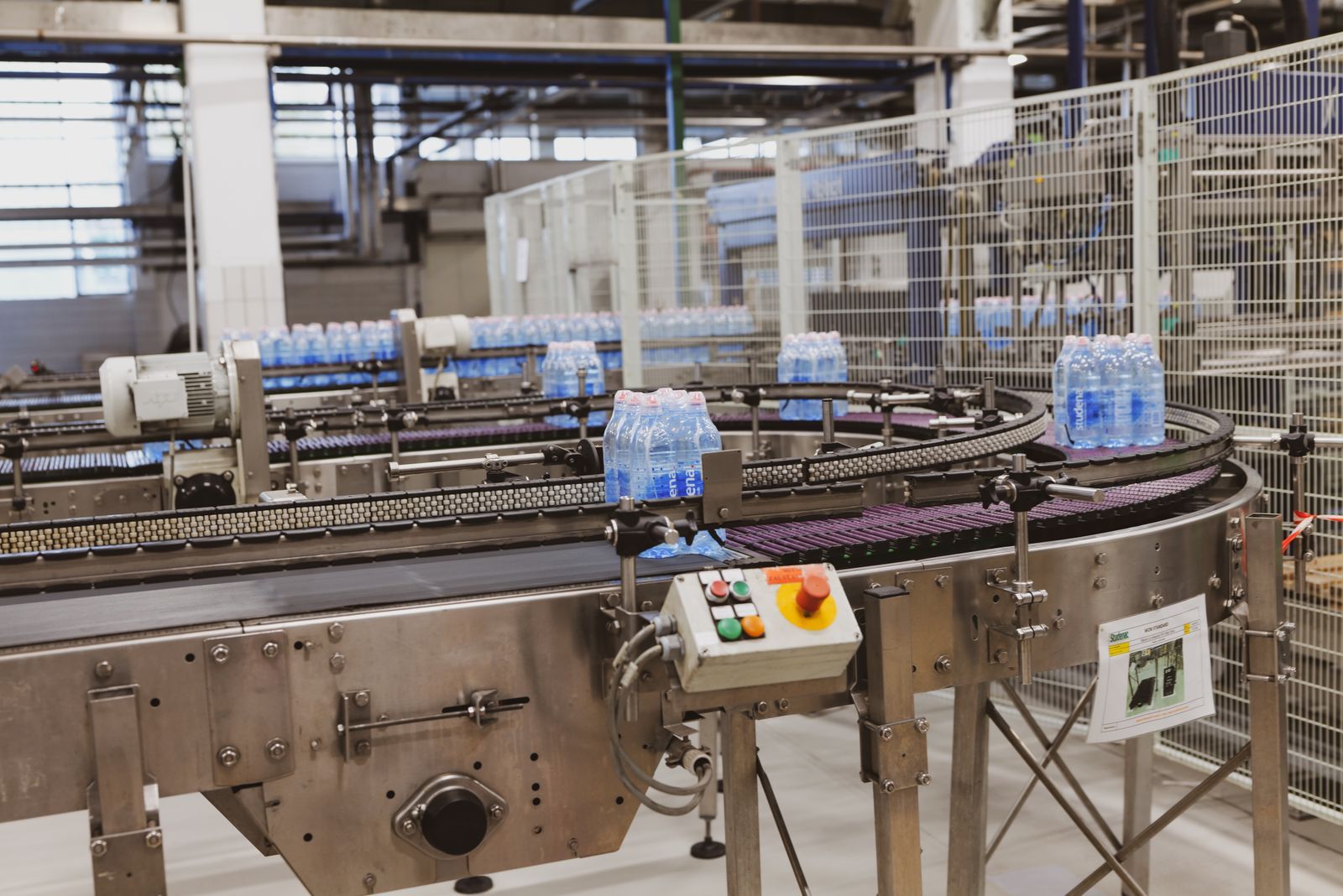 A production line with product moving